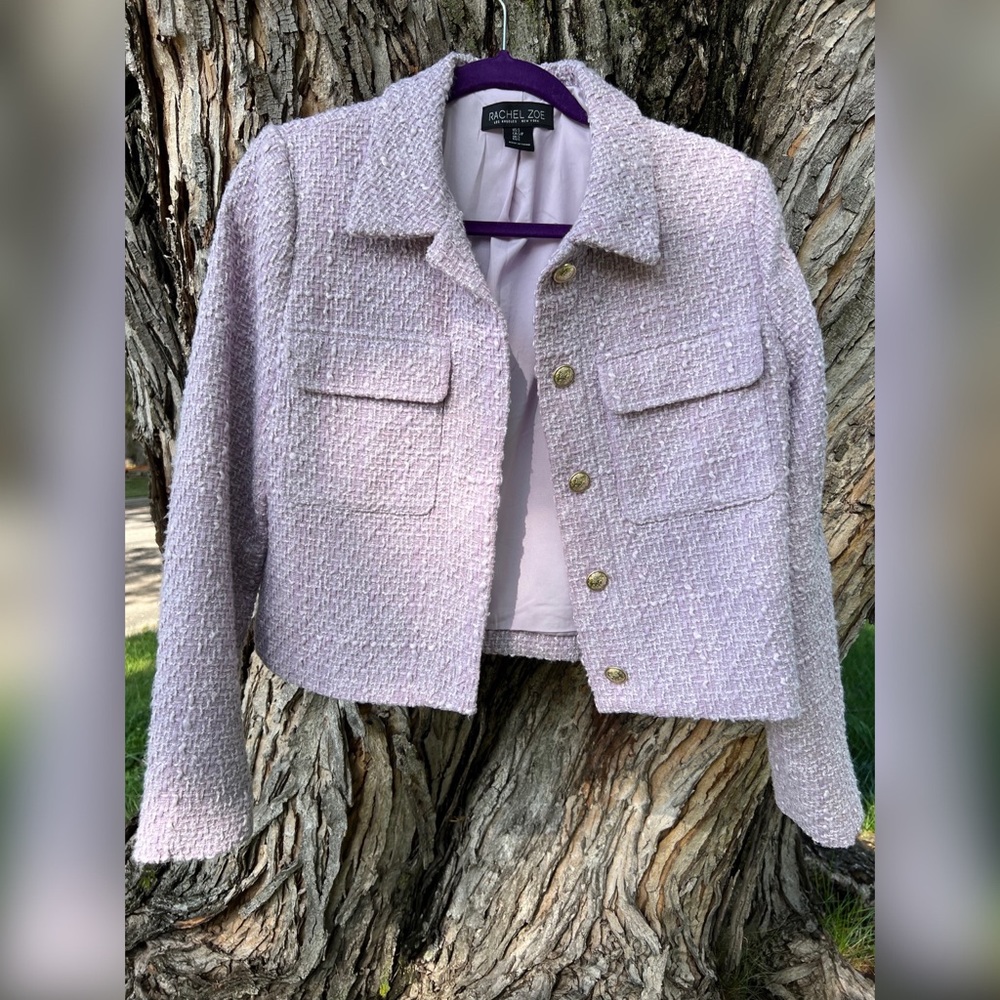 Tweed Lavender Purple Cropped Blazer